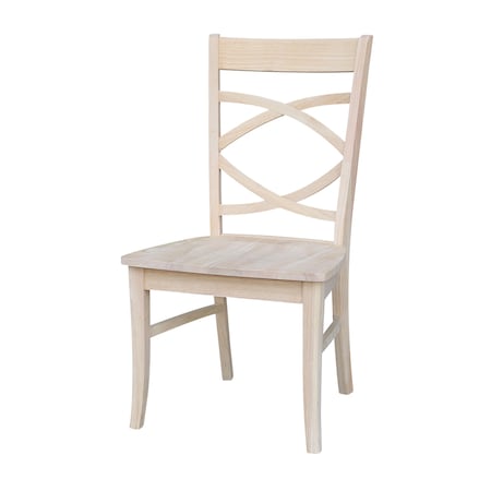 International Concepts Set of 2 Milano Chairs with Wood Seats, Unfinished C-316P